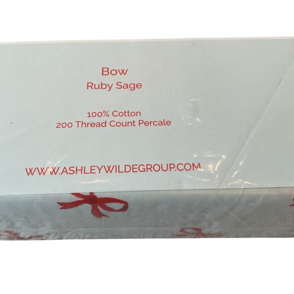 Cath Kidston London Holiday Red Bows Cotton FULL Sheet Set 4pc Sage Green NEW - Picture 9 of 15
